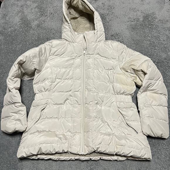 The North Face Coat Womens XXL 550 Down Off White Puffer Jacket Hooded *** - Picture 1 of 8